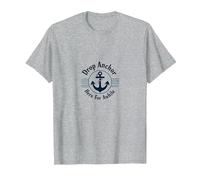Goccia Ancora Qui per Un po 'di Spiaggia Nautica Maglietta, Uomo, Grigio Melange, XL