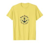 Goccia Ancora Qui per Un po 'di Spiaggia Nautica Maglietta, Uomo, Limone, M