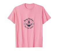 Goccia Ancora Qui per Un po 'di Spiaggia Nautica Maglietta, Uomo, Rosa, S