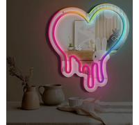 Goccia d'acqua a forma di cuore RGB Neon Sign Mirror - Wedding Home Decor Wall Art Light per la camera da letto Living Room Party Decorations