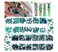 Goccia d'acqua a specchio 3D con strass neri for nail art, stella a cuore rotondo con 12 griglie