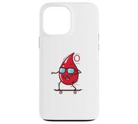 Goccia di sangue su skateboard gruppo sanguigno 0 Custodia per iPhone 13 Pro Max