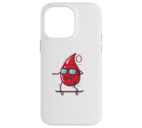 Goccia di sangue su skateboard gruppo sanguigno 0 Custodia per iPhone 14 Pro Max