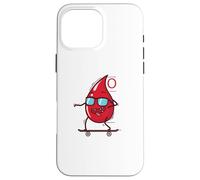 Goccia di sangue su skateboard gruppo sanguigno 0 Custodia per iPhone 16 Pro Max