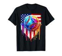 Gocciolamento della bandiera americana gelato baseball Maglietta