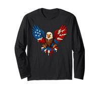 Gocciolante Aquila calva USA Patriottica Bandiera Americana Uomini Donne Maglia a Manica