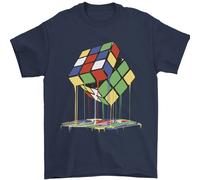 Gocciolante Cubo di Rubik Divertente Puzzle Uomo T-Shirt 100% Cotone