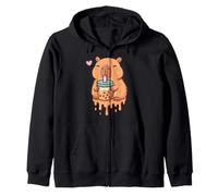 Gocciolante Kawaii Capybara Bere Boba Bubble Tea Carino Anime Felpa con Cappuccio