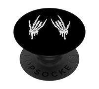 Gocciolante scheletro mani segno roccia horror Halloween uomini donne PopSockets PopGrip Adesivo