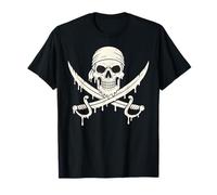 Gocciolante Skull Spade Scheletro Jolly Roger Bandiera Pirati Maglietta