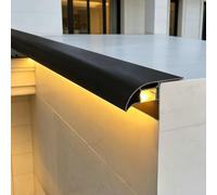 Gocciolatoio in Alluminio con Canale Luce | Multicolore, 1,25 metri, montaggio LED architettonico con deviazione della pioggia:(Black)