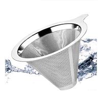 Gocciolatore a cono in acciaio inox con rete di precisione, piattaforma di supporto e manico per tecnica di versamento controllato (L)