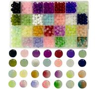 Gocelyn 700 perline in vetro di cristallo da 8 mm, per la creazione di gioielli, 28 griglie multicolori, rotonde fatte a mano perline assortite per braccialetti fai da te collane progetti
