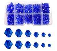 Gocelyn 900 perline biconiche sfaccettate in cristallo di colore AB (blu reale), perline sfuse assortite per la creazione di gioielli, bracciali, ciondoli, 2/3/4/5/6/8 mm