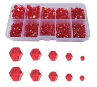 Gocelyn 900 perline bicono in cristallo di colore AB (rosso), perline sfuse assortite per la creazione di gioielli, bracciali, ciondoli (2 mm, 3 mm, 4 mm, 5 mm, 6 mm, 8 mm)