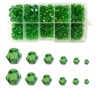 Gocelyn 900 perline bicono in cristallo, di colore AB (verde), perline sfuse assortite, per la creazione di gioielli, bracciali, ciondoli (2 mm, 3 mm, 4 mm, 5 mm, 6 mm, 8 mm)