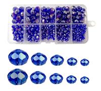 Gocelyn Perline sfaccettate in cristallo di colore AB (blu reale), perline sfaccettate assortite, per la creazione di gioielli, bracciali, ciondoli (2 mm, 4 mm, 6 mm, 8 mm, 10 mm)
