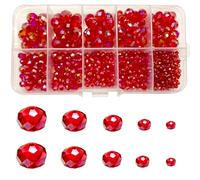 Gocelyn Perline Sfaccettate in Vetro di Cristallo AB (Rosso) - Rondelle Assortite per Braccialetti e Creazione di Gioielli