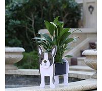 Gochoi Piccolo Regali di Boston Terrier per le donne arredamento Piantatrice di PVC Vaso per Piante per la Decorazione di Giardini,S Boston Terrier