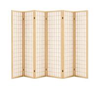 GOCHUSX Paravento Divisorio Pieghevole E Portatile Interni Altezza 170 Cm | Divisorio Decorativo Autoportante Con Motivo A Griglia E Telaio In Legno, Per Separare Gli Ambienti(Wood,150x40cm-6PCS)