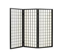 GOCHUSX Paravento Divisorio Pieghevole E Portatile Interni Altezza 170 Cm | Divisorio Decorativo Autoportante Con Motivo A Griglia E Telaio In Legno, Per Separare Gli Ambienti(nero,150x40cm-3PCS)