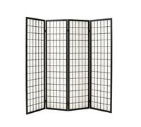 GOCHUSX Paravento Divisorio Pieghevole E Portatile Interni Altezza 170 Cm | Divisorio Decorativo Autoportante Con Motivo A Griglia E Telaio In Legno, Per Separare Gli Ambienti(nero,150x40cm-4PCS)