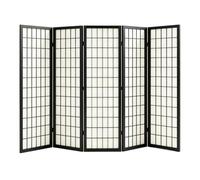 GOCHUSX Paravento Divisorio Pieghevole E Portatile Interni Altezza 170 Cm | Divisorio Decorativo Autoportante Con Motivo A Griglia E Telaio In Legno, Per Separare Gli Ambienti(nero,150x40cm-5PCS)