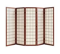 GOCHUSX Paravento Divisorio Pieghevole E Portatile Interni Altezza 170 Cm | Divisorio Decorativo Autoportante Con Motivo A Griglia E Telaio In Legno, Per Separare Gli Ambienti(Marrone,170x40cm-5PCS)