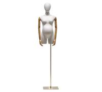 GOCHUSX Torso di Manichino per Donna Incinta, Espositore per Stereotipi da Terra con Braccio per La Testa, Torso di Manichino per Abiti per Esposizione di Abbigliamento(White-A)
