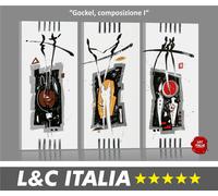 Gockel, composizione I - 3 QUADRI MODERNI INTELAIATI ARREDO DESIGN DIGITAL ART