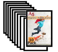 Gocoffun Cornice magnetica A5, 10 pezzi, autoadesiva, cornice magnetica per foto, avvisi, cornici, decorazione per casa e ufficio (nero)