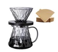 Gocoffun Set di caffettiera in vetro borosilicato da 600 ml, con 50 filtri di carta, 1-3 tazze, gocciolatore per casa, caffetteria e ristorante (grigio)