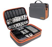 Gocokia Organizzatore elettronico da viaggio, grande capacità, borsa organizer per cavi, impermeabile, per computer portatili, tablet, cellulari, hard disk da 11,6", colore: grigio