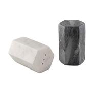 GoCraft Set di saliera e pepiera, realizzato a mano, in marmo bianco e nero, per cucina e tavolo da pranzo, elegante dispenser per condimenti, porta sale e pepe in pietra pesante e resistente (pesa