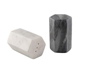 GoCraft Set di saliera e pepiera, realizzato a mano, in marmo bianco e nero, per cucina e tavolo da pranzo, elegante dispenser per condimenti, porta sale e pepe in pietra pesante e resistente (pesa