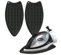 GOCUODE 2 Pezzi Pad in Ferro Resistente al Calore,Poggia Ferro in Silicone,Tappetino per Ferro da Stiro con Foro per Appendere,per L'isolamento Termico e la Prevenzione delle Scottature (Nero)