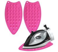 GOCUODE 2 Pezzi Pad in Ferro Resistente al Calore,Poggia Ferro in Silicone,Tappetino per Ferro da Stiro con Foro per Appendere,per L'isolamento Termico e la Prevenzione delle Scottature (Rosa)