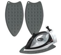 GOCUODE 2 Pezzi Pad in Ferro Resistente al Calore,Poggia Ferro in Silicone,Tappetino per Ferro da Stiro con Foro per Appendere,per L'isolamento Termico e la Prevenzione delle Scottature (Grigio)
