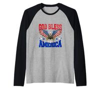 God Bless America American US Eagle Flag 4 luglio patriottica Maglia con Maniche Raglan