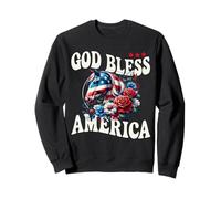 God Bless America - Bandiera con Cavallo Floreale Patriottico Felpa