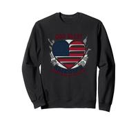 God Bless America - Bandiera patriottica a Forma di Cuore Felpa, Unisex per Adulti, Nero, XXL