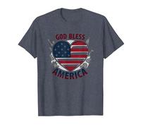 God Bless America - Bandiera patriottica a Forma di Cuore Maglietta, Uomo, Pervinca, 5XL