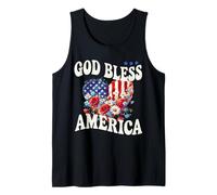 God Bless America - Bandiera patriottica con Cuore Floreale Canotta