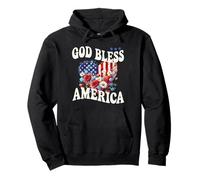 God Bless America - Bandiera patriottica con Cuore Floreale Felpa con Cappuccio