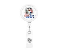 God Bless America Flag 4 luglio Porta badge retrattile Reel Clip Porta carte d'identità per infermiere Studente Impiegato