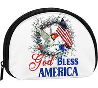 God Bless America Flag 4th Of July Portamonete Portamonete Donna e ragazza Cute Fashion Bag Change Pouch Portachiavi Borsa da donna regalo