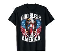 God Bless America Flag Gesù Christian Aquila Patriottica Pregare Maglietta