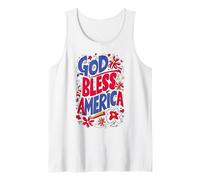 God Bless America Patriotic USA Bandiera cristiana 4 luglio Canotta