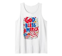 God Bless America Patriotic USA Bandiera cristiana 4 luglio Canotta