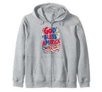 God Bless America Patriotic USA Bandiera cristiana 4 luglio Felpa con Cappuccio